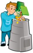 boy with compost bin