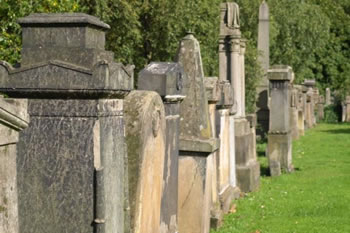 line of tombstones