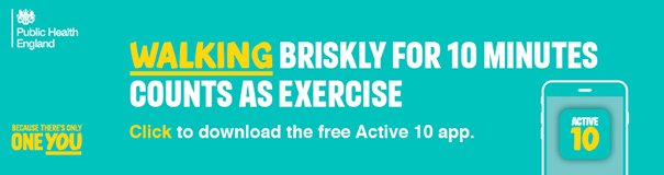 Walking Briskly for 10 minutes counts as exercise. Click to download the free download the free Active 10 app.