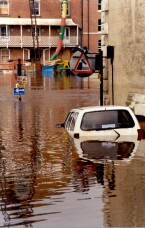 abononed car in a flood