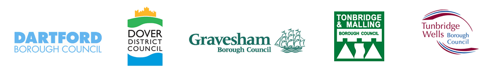Logos of participating Councils: Dartford Borough Council, Dover District Council, Gravesham Borough Council, Tonbridge and Malling Borough Council, Tunbridge Wells Borough Council