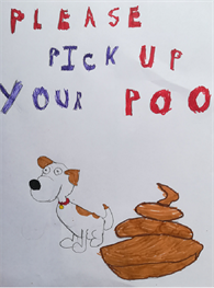 Drawing of a Dog with a Dog Poop