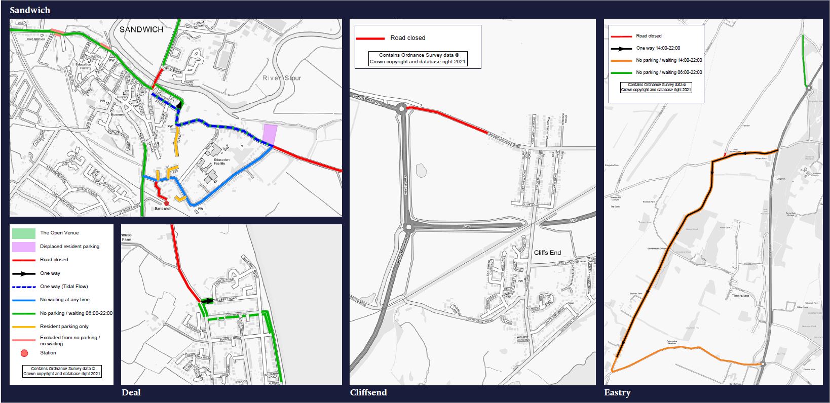 Map of The 149th Open Traffic Restrictions