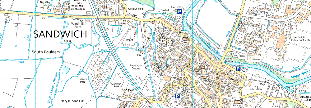 Street Map Of Sandwich Kent Parking In Sandwich