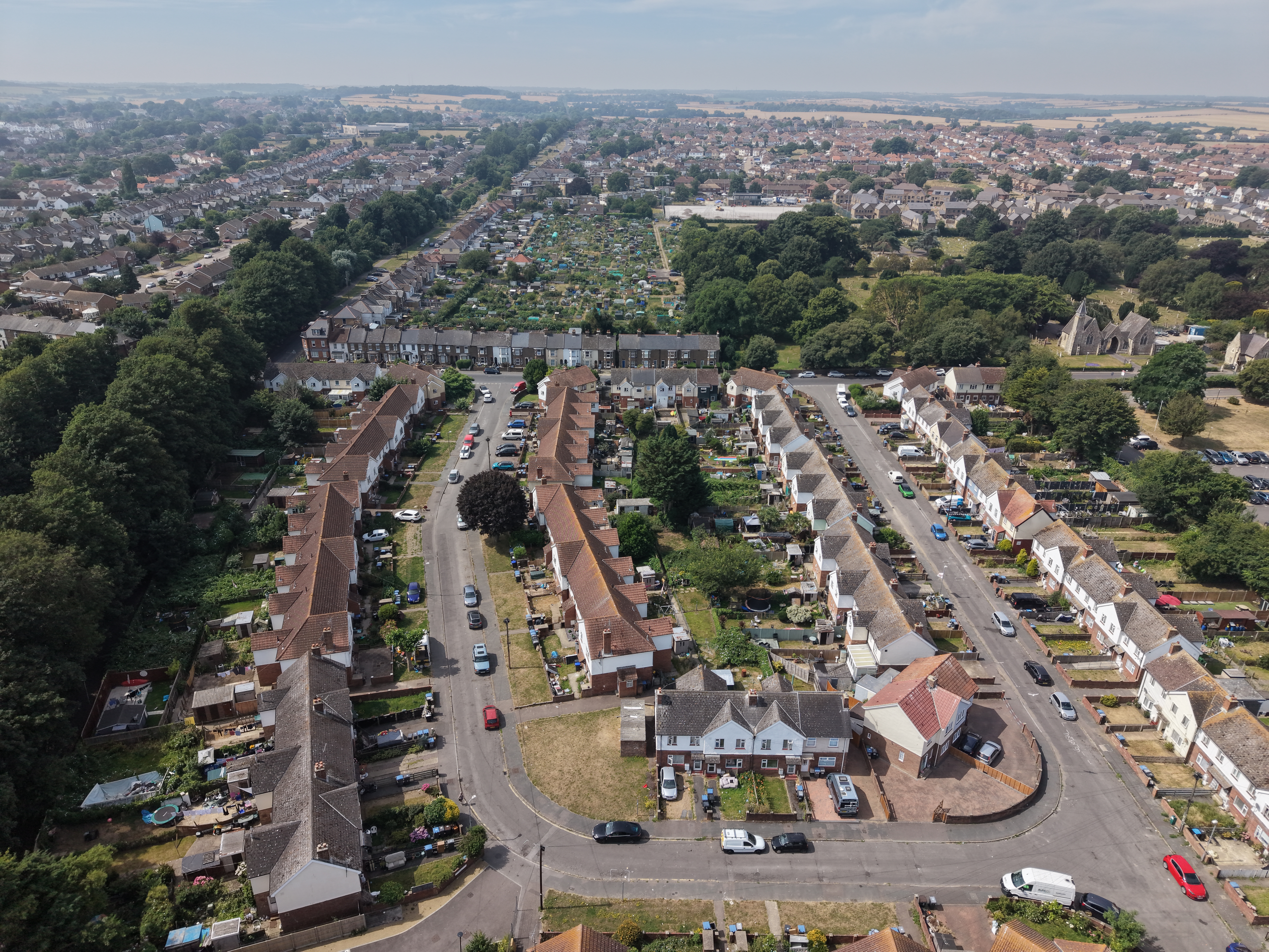 An aerial photograph of Stockdale Gardens in Deal, which includes some DDC owned properties. 